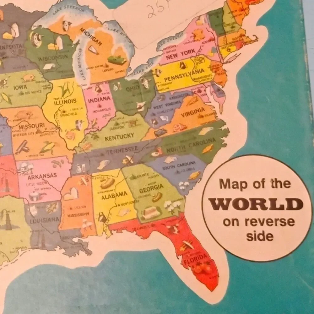 Vintage Milton Bradley USA Map States World Puzzle Replacement Pieces Crafts 70s